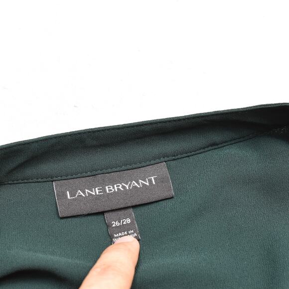 Lane Bryant Women's Blouse Long Sleeve Crew Neck Polyester Green Plus Size 26/28 - Picture 7 of 8